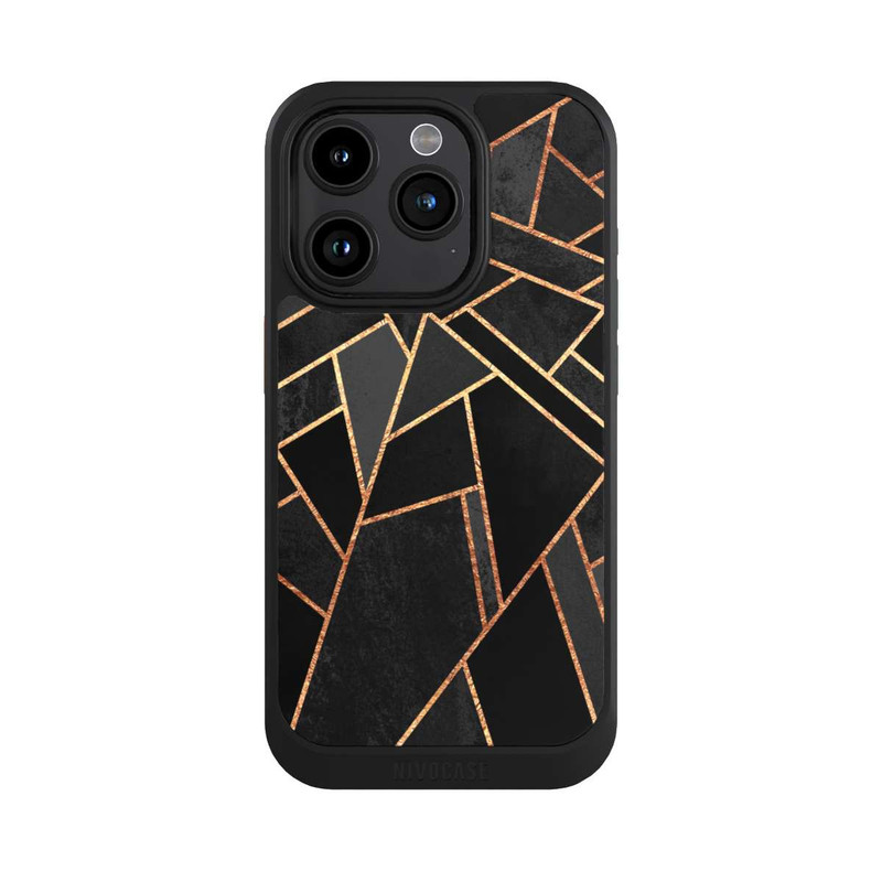 iPhone 15 Pro NIVOcore Schwarze Nacht Gold Druck