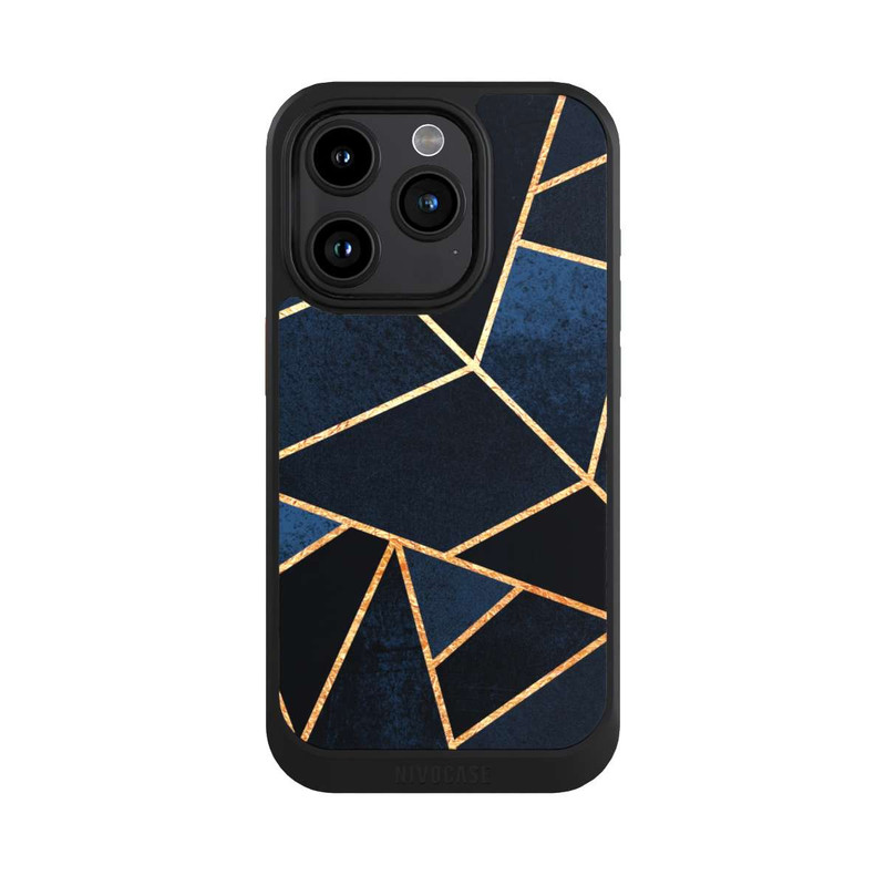 iPhone 15 Pro NIVOcore Imprimé Pierre Or Marine