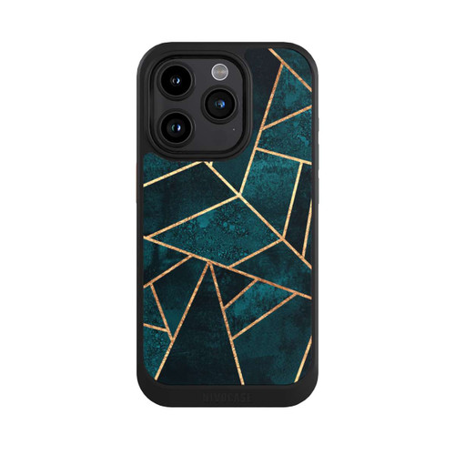 Apple iPhone 15 Pro NIVOcore Tief Blaugrün Stein Gold Druck