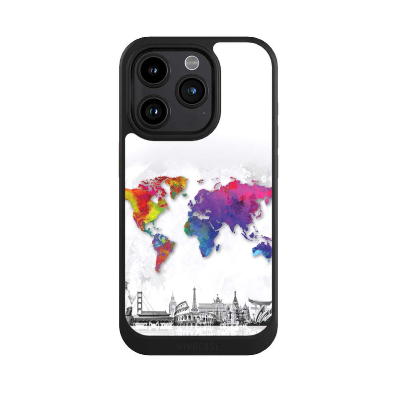 iPhone 15 Pro NIVOcore Carte du monde avec l'horizon