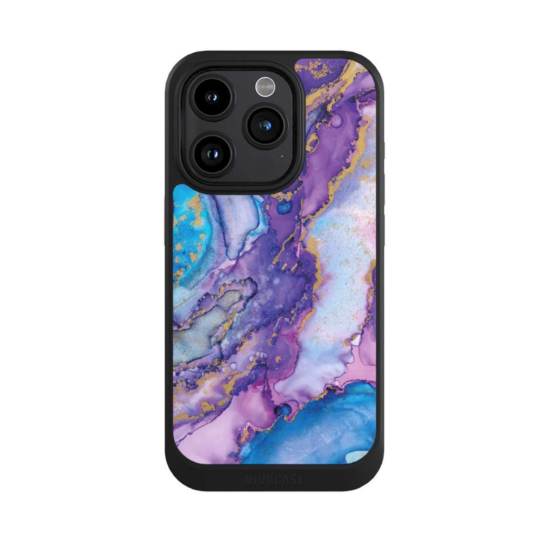 iPhone 15 Pro NIVOcore Encre tourbillonnante violette et bleue