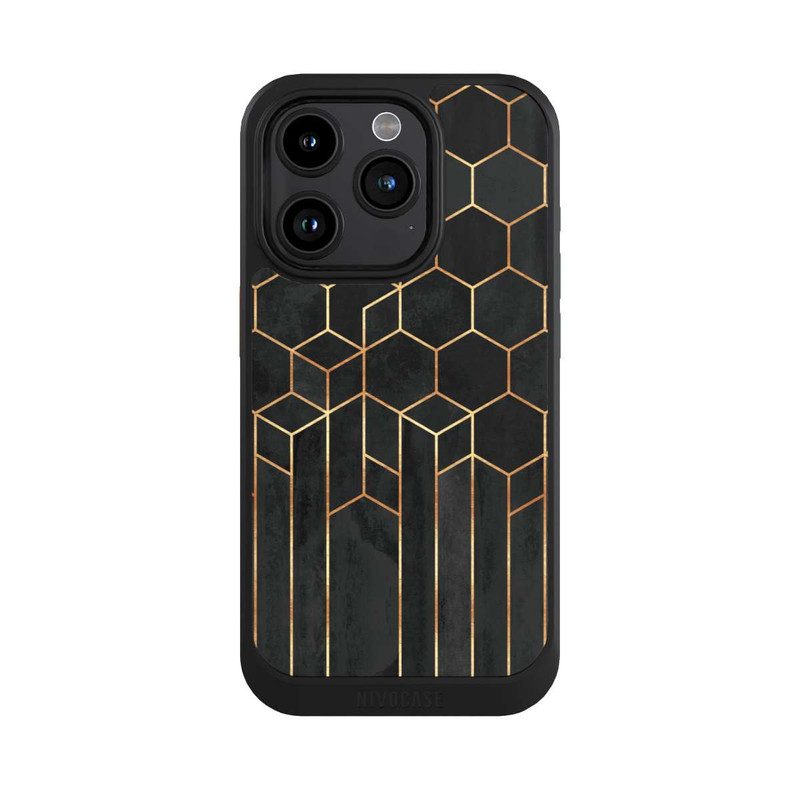 iPhone 15 Pro NIVOcore Hexagones noirs