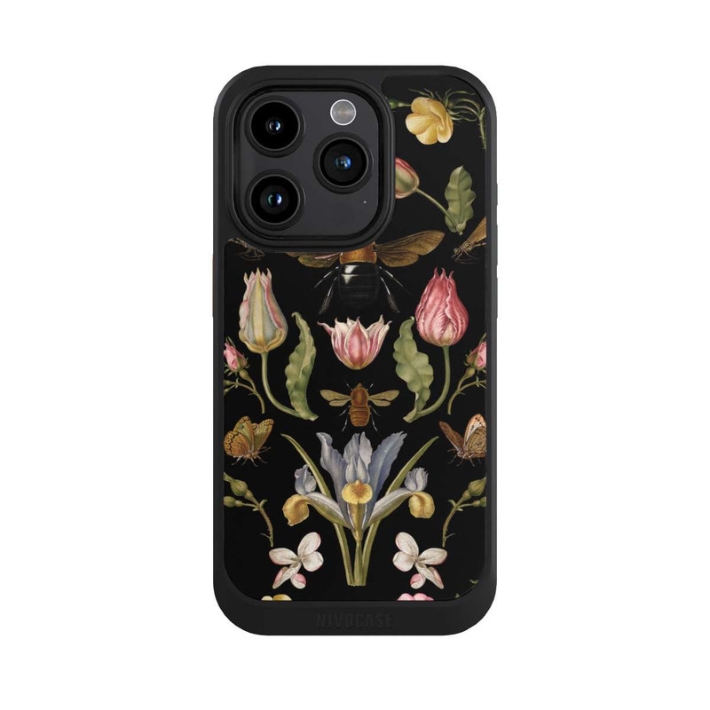 iPhone 15 Pro NIVOcore Wildblumen und Biene Schwarz