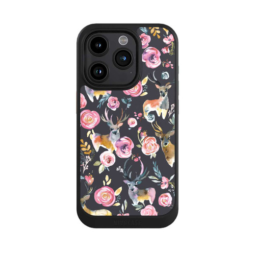 Apple iPhone 15 Pro NIVOcore Hirsche und Blumen Anthrazit