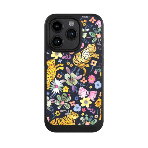 Apple iPhone 15 Pro NIVOcore Frühlingsblumen mit Tiger schwarz