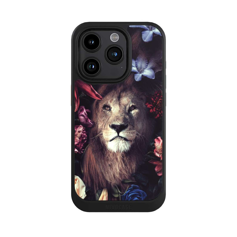iPhone 15 Pro NIVOcore Löwe Blumenrahmen