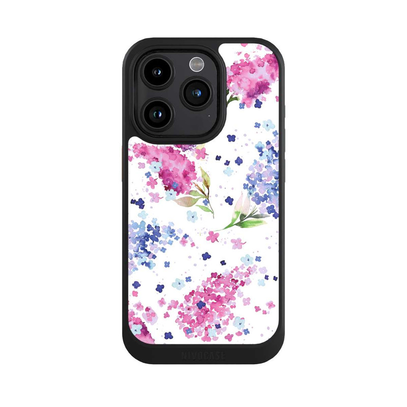 iPhone 15 Pro NIVOcore Hortensien Lila und Rosa Blumen