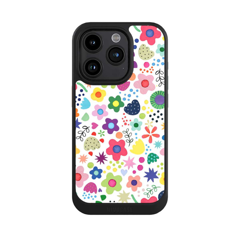 iPhone 15 Pro NIVOcore Psychedelische Blumen bunt