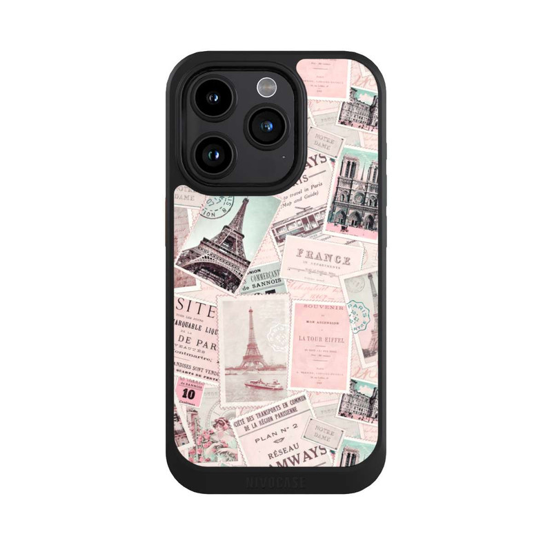 iPhone 15 Pro NIVOcore Vintage Paris Postcards Pattern