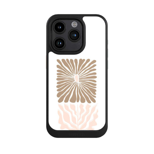 Apple iPhone 15 Pro NIVOcore Fleur Boho Caramel sur Blanc