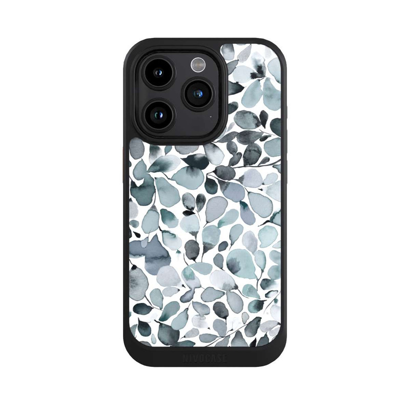 iPhone 15 Pro NIVOcore Eukalyptus Aquarell Blätter Grau