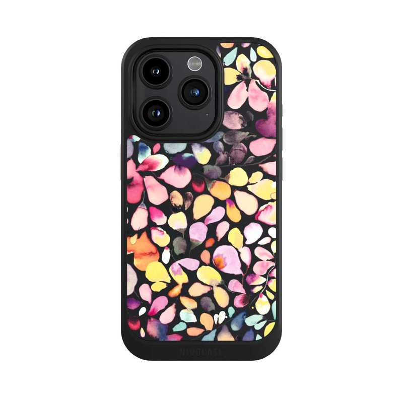 iPhone 15 Pro NIVOcore Eucalyptus Watercolor Leaves Black