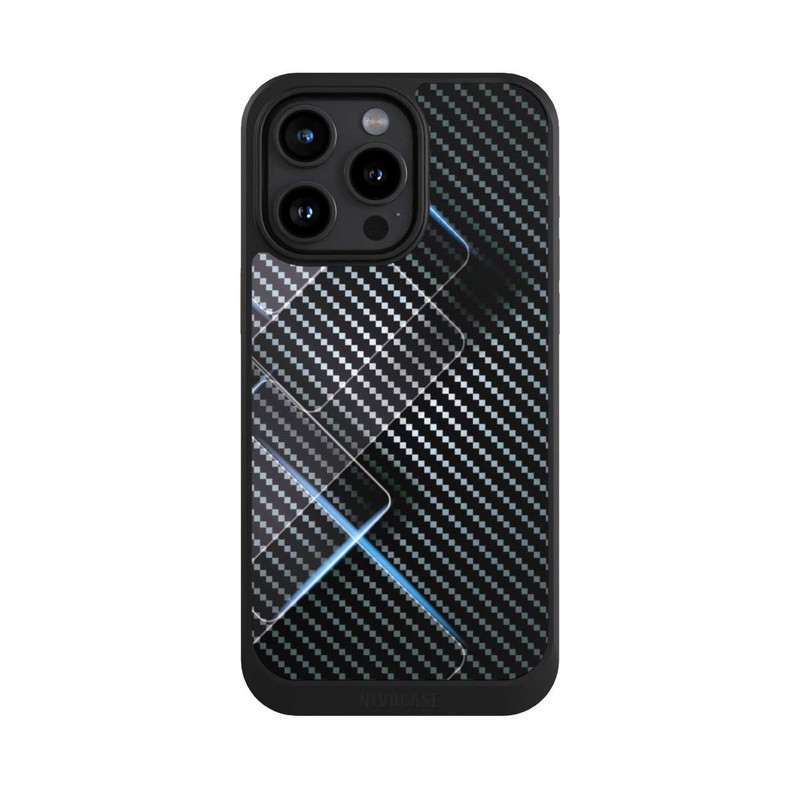 iPhone 15 Pro Max NIVOcore Blue Carbon Lines