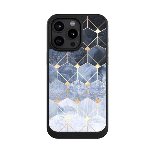 Apple iPhone 15 Pro Max NIVOcore Blaue Sechsecke und Diamanten Golddruck