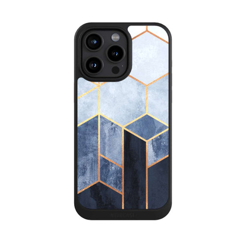 Apple iPhone 15 Pro Max NIVOcore Blauer Farbverlauf Sechsecke Golddruck