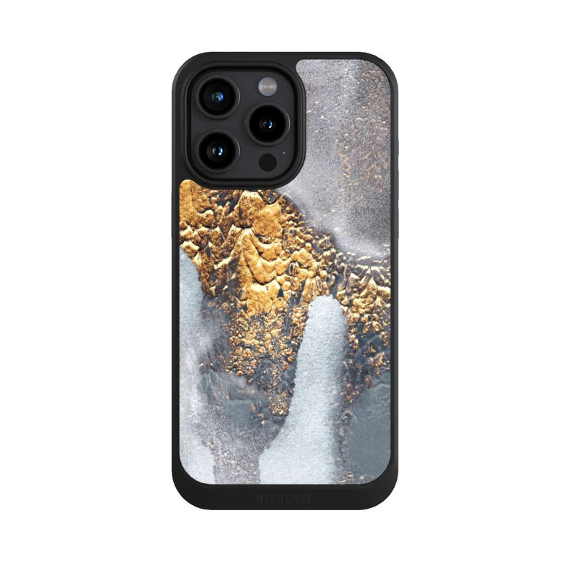 iPhone 15 Pro Max NIVOcore Concrete Gold Glitter Look