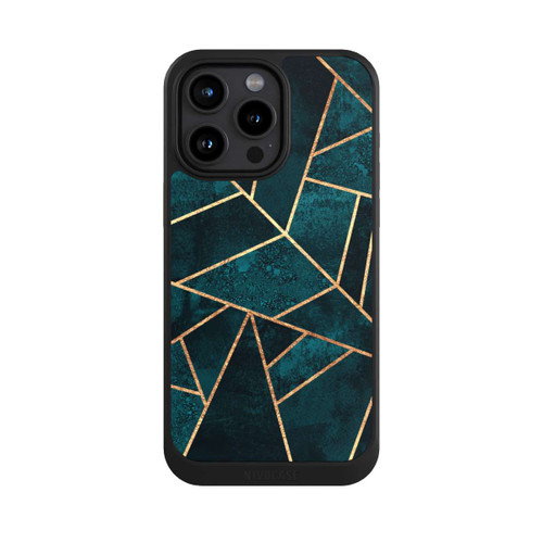 Apple iPhone 15 Pro Max NIVOcore Tief Blaugrün Stein Gold Druck