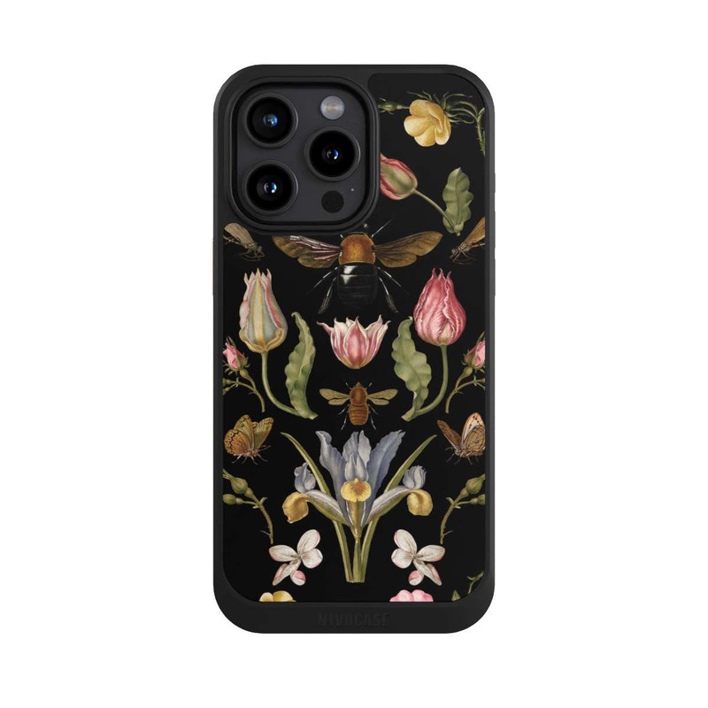 iPhone 15 Pro Max NIVOcore Wildblumen und Biene Schwarz