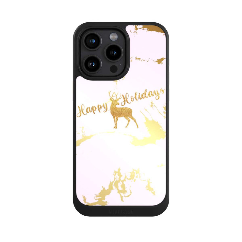 iPhone 15 Pro Max NIVOcore Happy Holidays Reindeer Gold