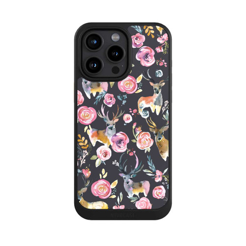 Apple iPhone 15 Pro Max NIVOcore Cerfs et fleurs Anthracite