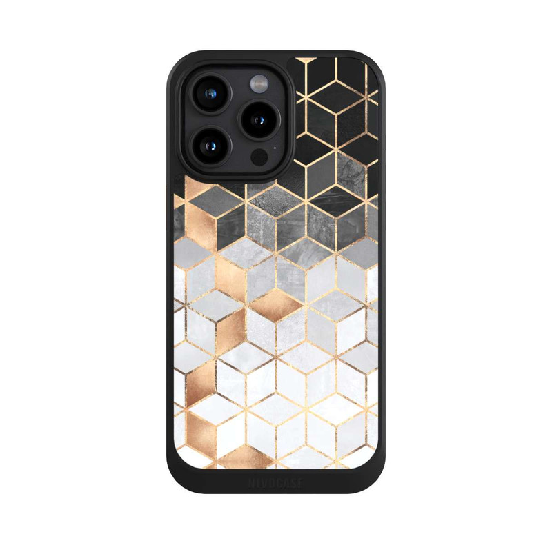 iPhone 15 Pro Max NIVOcore Würfel dunkel und gold