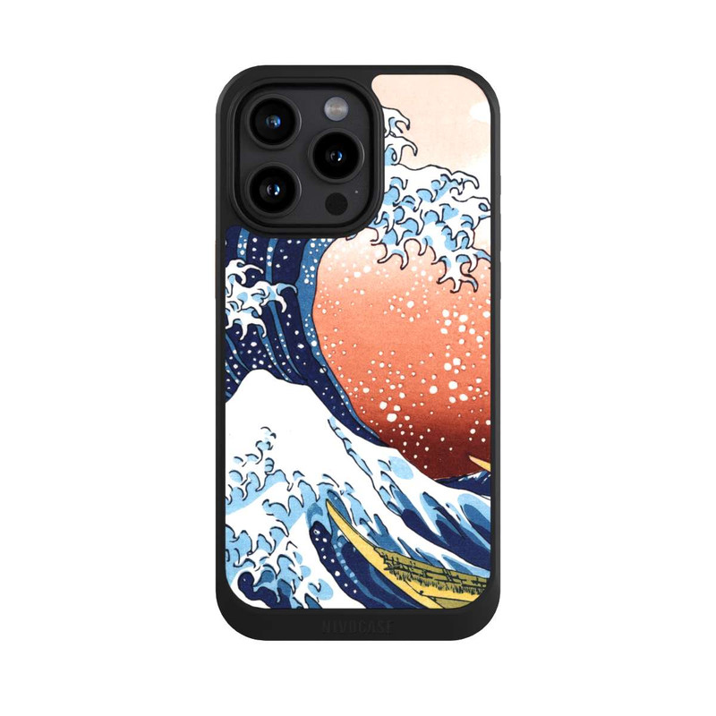 iPhone 15 Pro Max NIVOcore Kanagawa Welle Mit Rotem Hintergrund