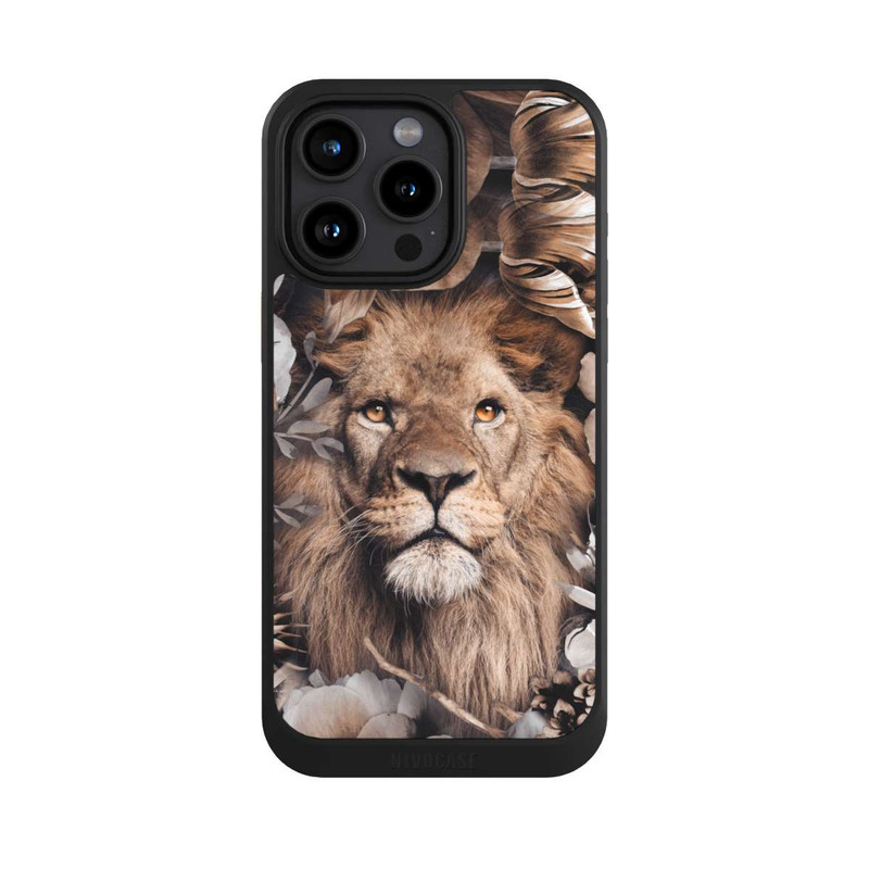 iPhone 15 Pro Max NIVOcore Löwe Blumenrahmen Beige