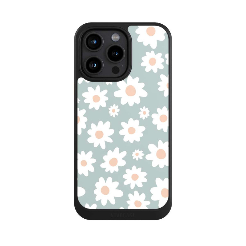 iPhone 15 Pro Max NIVOcore Daisy Flower Seamless Pattern Green