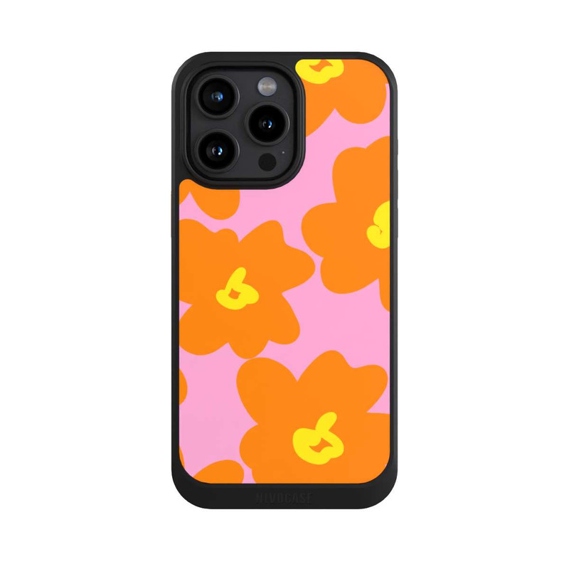 iPhone 15 Pro Max NIVOcore Fleurs Rétro Rose & Orange