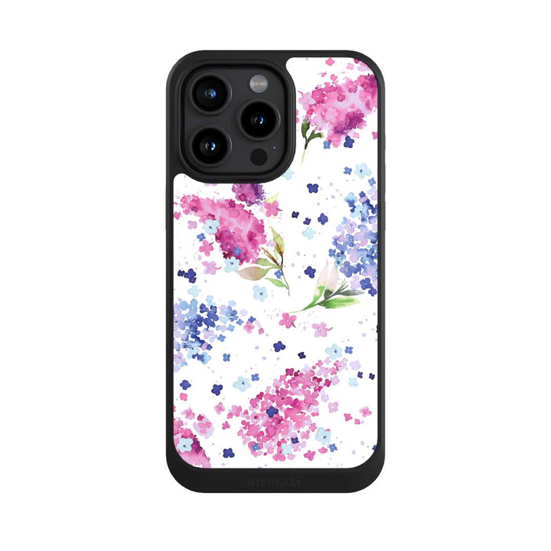 iPhone 15 Pro Max NIVOcore Hortensien Lila und Rosa Blumen
