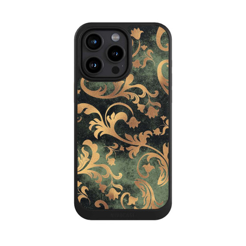 Apple iPhone 15 Pro Max NIVOcore Damask Wallpaper Dark Green