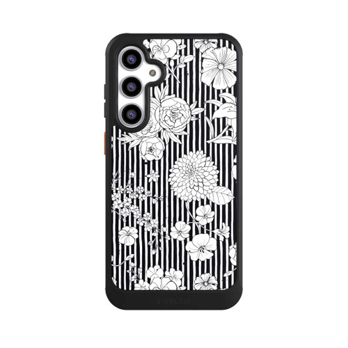 Samsung Galaxy S23 FE NIVOcore Blumen und Streifen Schwarz und Weiß