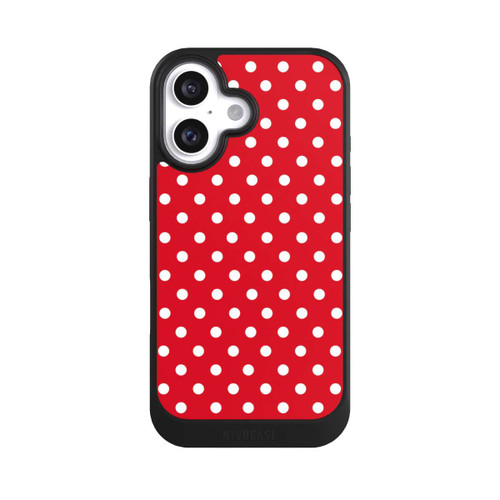 Apple iPhone 16 NIVOcore Polka Dots Dunkelrot und Weiß