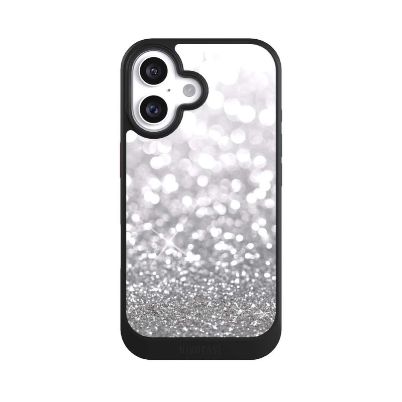 iPhone 16 NIVOcore Pluie de Paillettes Argentées Look