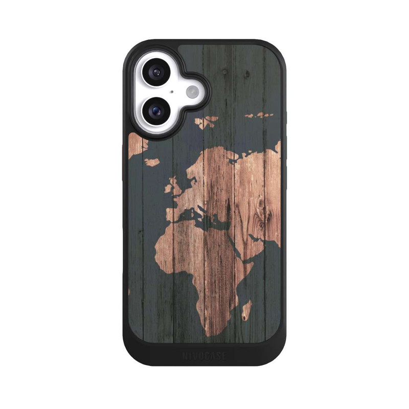 iPhone 16 NIVOcore Wooden World Map
