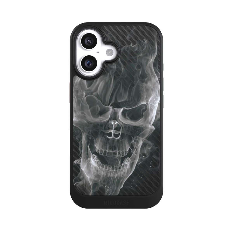iPhone 16 NIVOcore rauchender Totenkopf Carbon