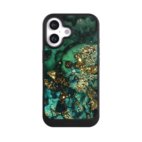 Apple iPhone 16 NIVOcore Cyan Glitzer Marmorlook