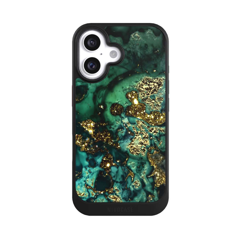 iPhone 16 NIVOcore Marbre Cyan Scintillant