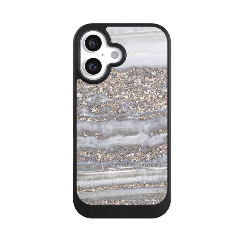 iPhone 16 NIVOcore Weißer Glitzer Marmor Look