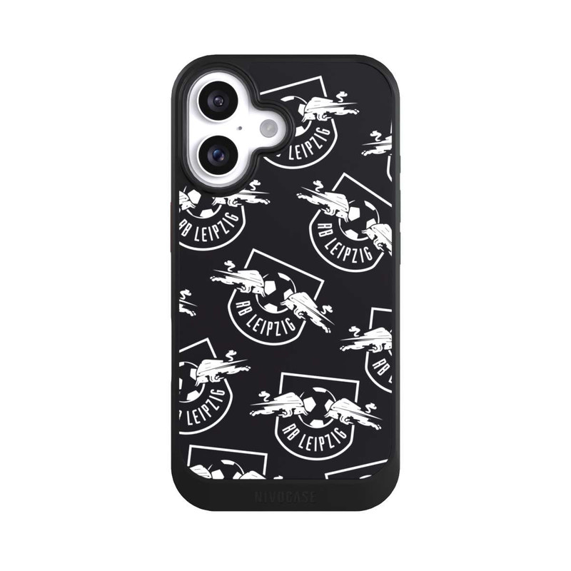 iPhone 16 NIVOcore Logos RB Leipzig Weiß auf Schwarz