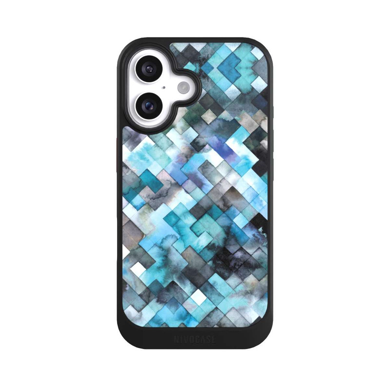 iPhone 16 NIVOcore stimmungsvolles geometrisches Muster blau