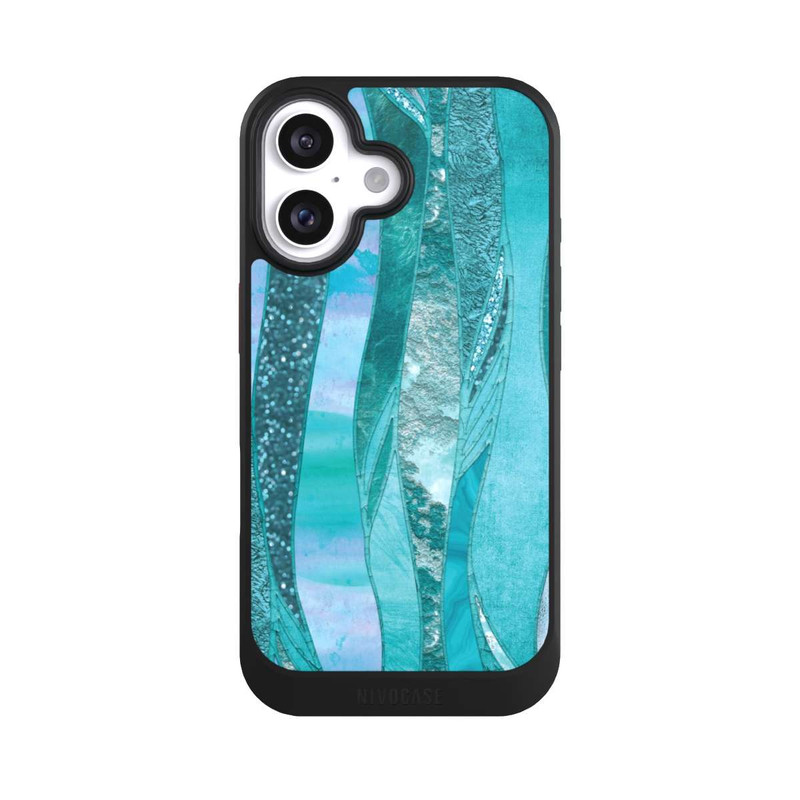 iPhone 16 NIVOcore glamouröser Glitzerlook blau