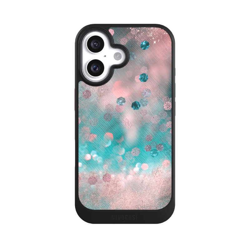 iPhone 16 NIVOcore Türkis-glamouröser Glitzerlook
