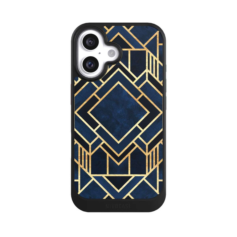 iPhone 16 NIVOcore Art Deco Blue Gold Print
