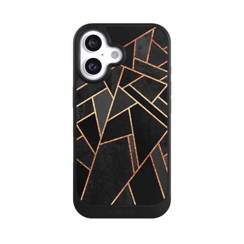 iPhone 16 NIVOcore Schwarze Nacht Gold Druck