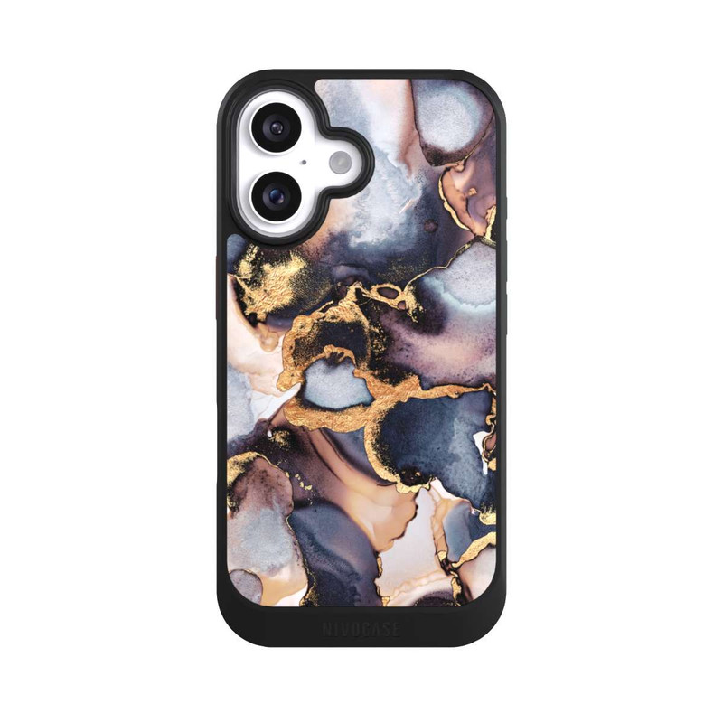 iPhone 16 NIVOcore Dreamy Ink Grey Gold Print