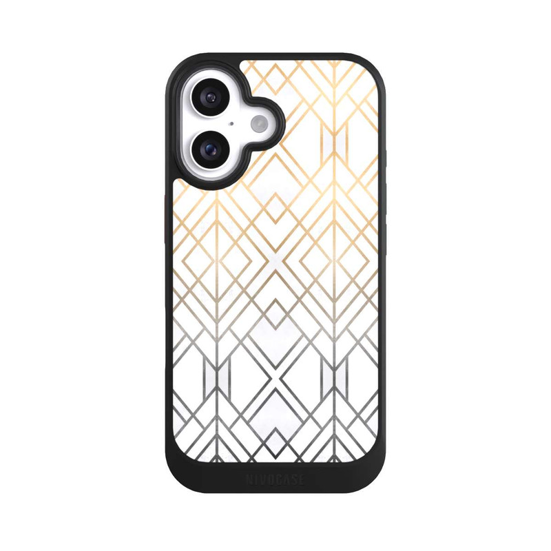 iPhone 16 NIVOcore Gold and Grey Geo Print