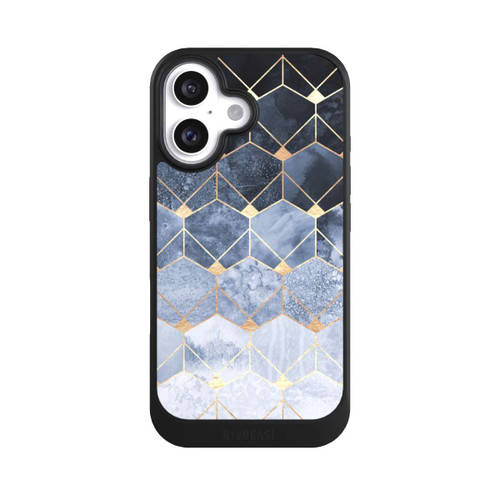 Apple iPhone 16 NIVOcore Blue Hexagons And Diamonds Gold Print