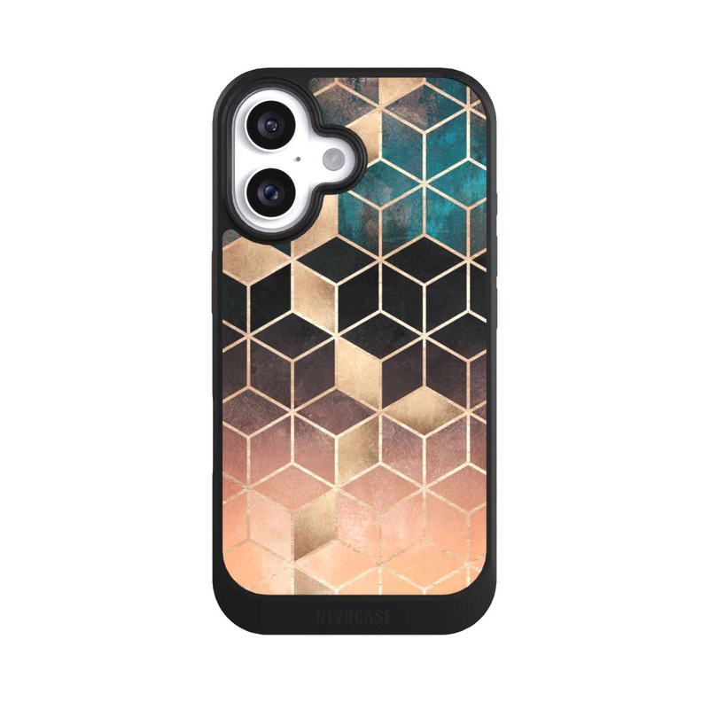 iPhone 16 NIVOcore Cubes de rêve imprimé doré