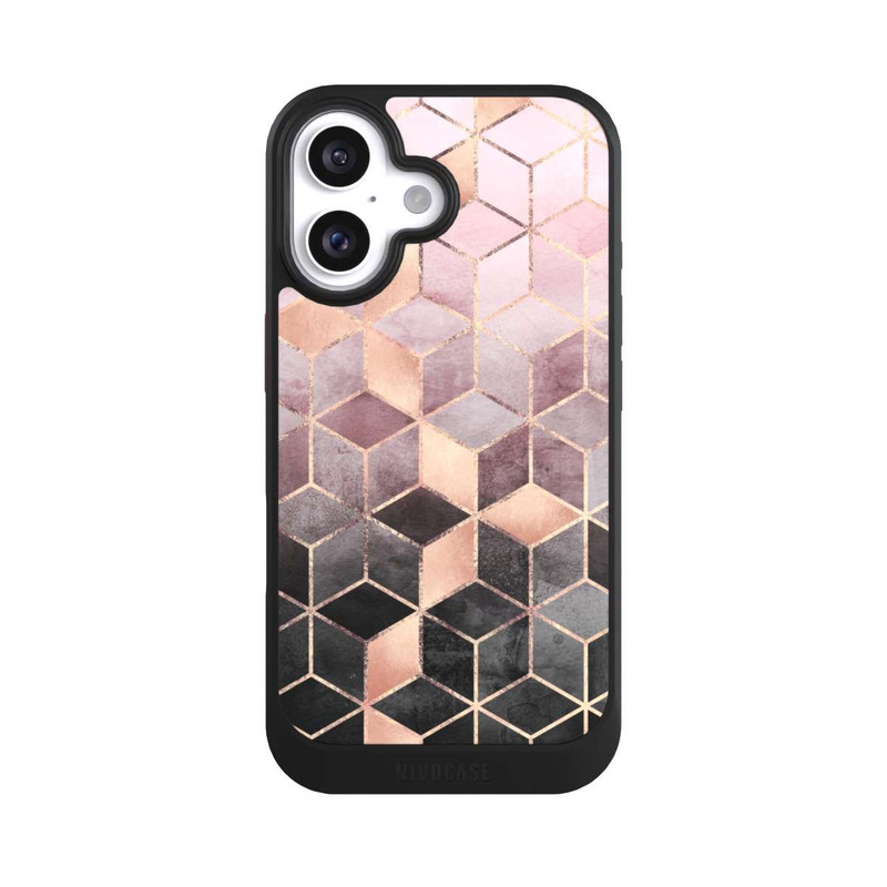 iPhone 16 NIVOcore Pink-grauer Farbverlauf Würfel Druck